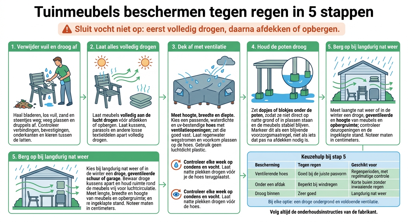Tuinmeubels beschermen tegen regen in 5 stappen
