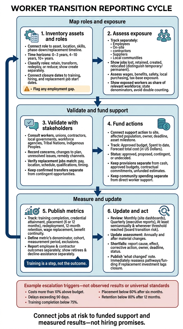 Worker Transition Risk Reporting: From Exposure to Outcomes