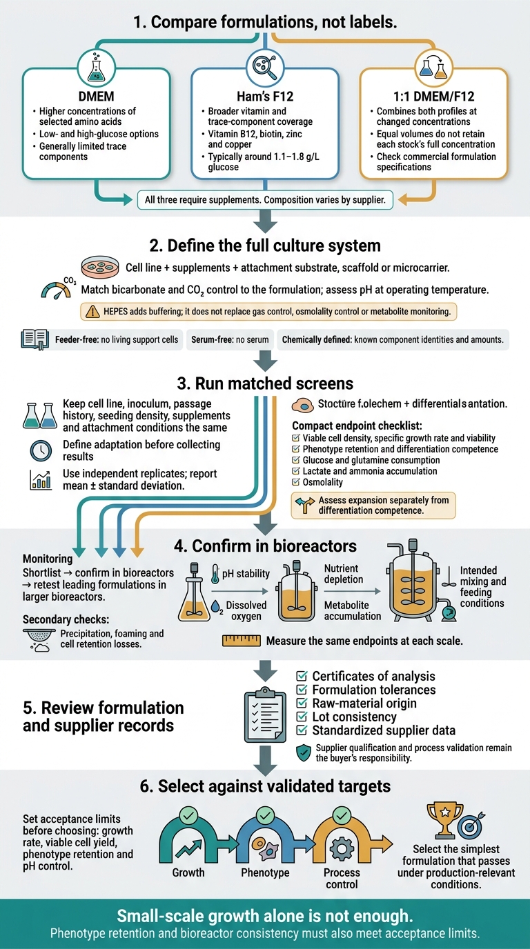 DMEM vs F12: From Screening to Scale-Up