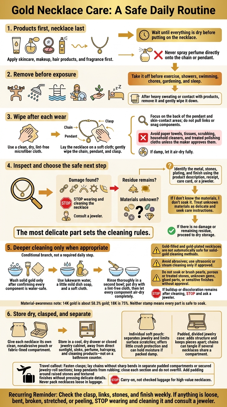 Gold Necklace Care: A Safe Daily Routine