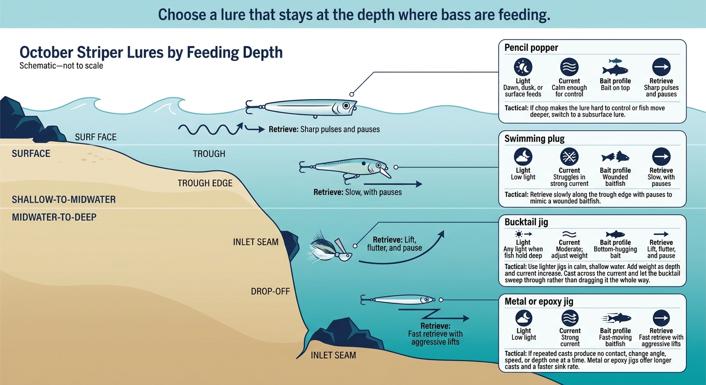 October Striper Lures by Feeding Depth