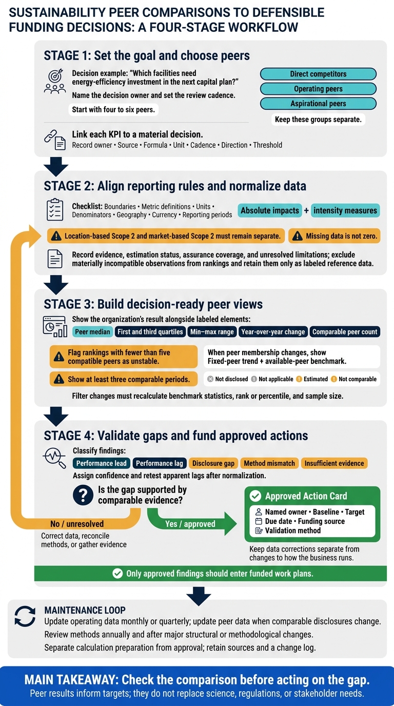 Sustainability Dashboards: From Peer Comparison to Funded Action