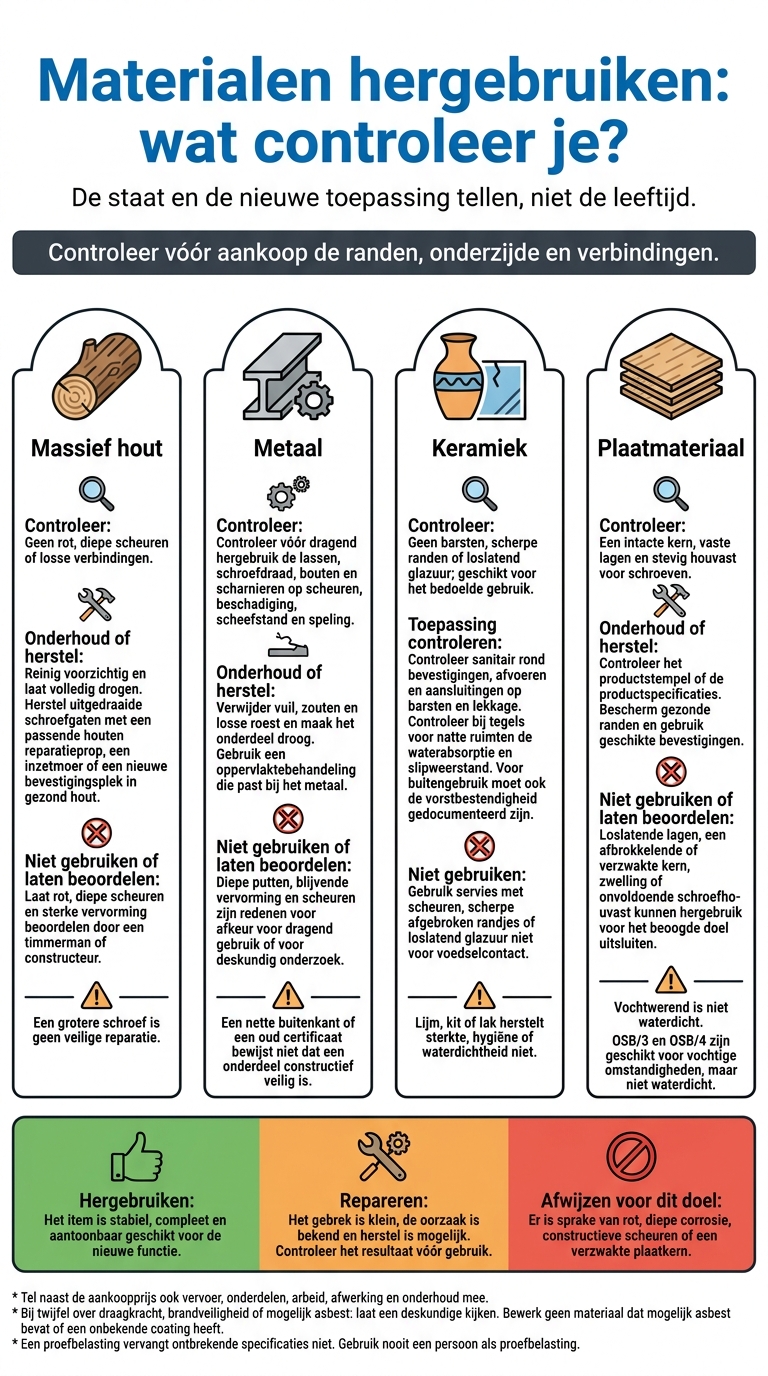 Materialen hergebruiken: wat controleer je?