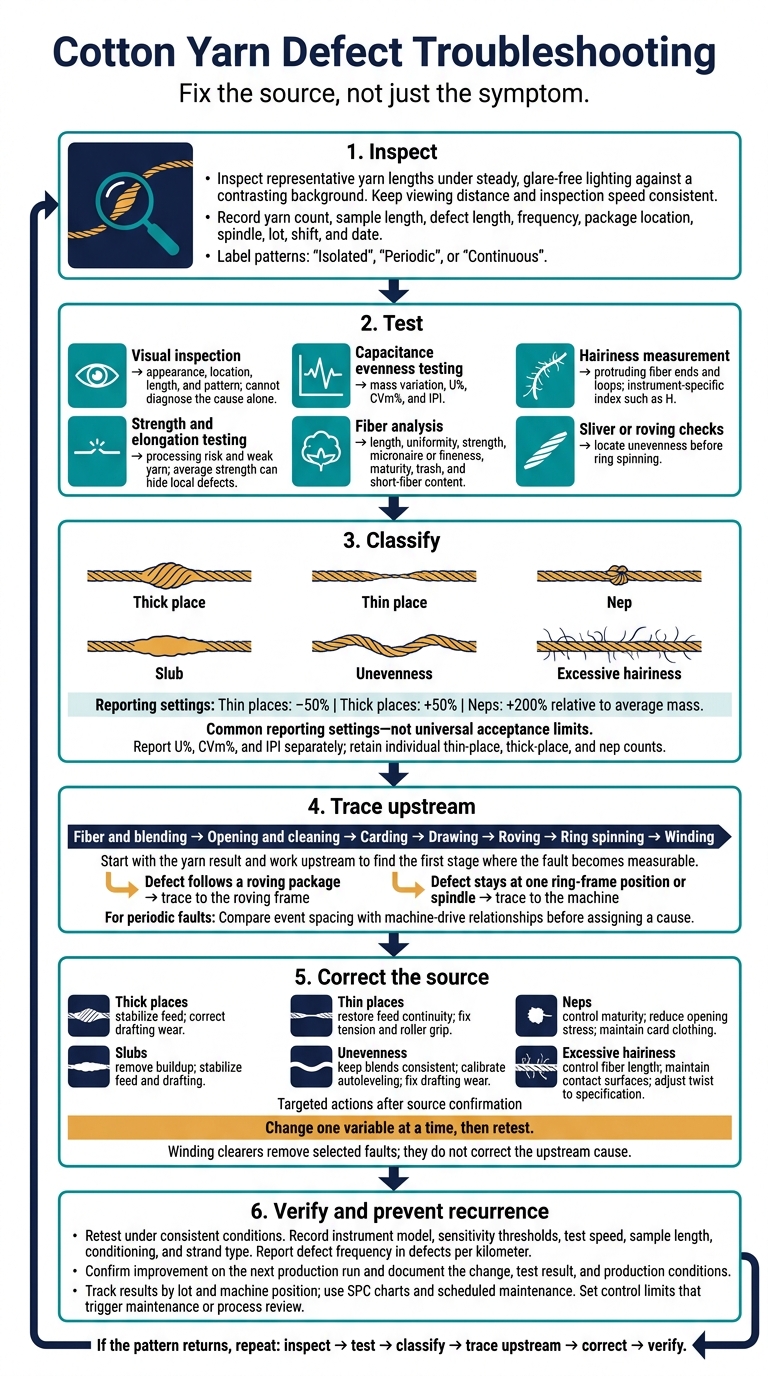 Cotton Yarn Defect Troubleshooting: Identify, Trace, Prevent