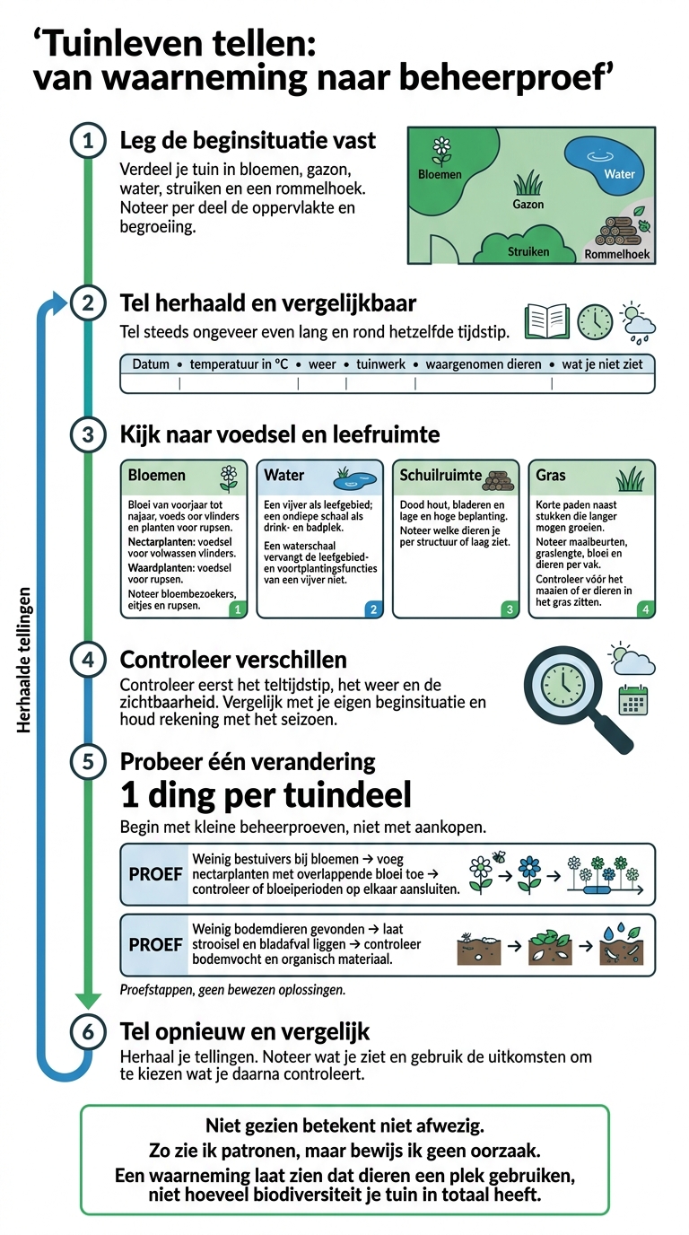 Tuinleven tellen: van waarneming naar beheerproef