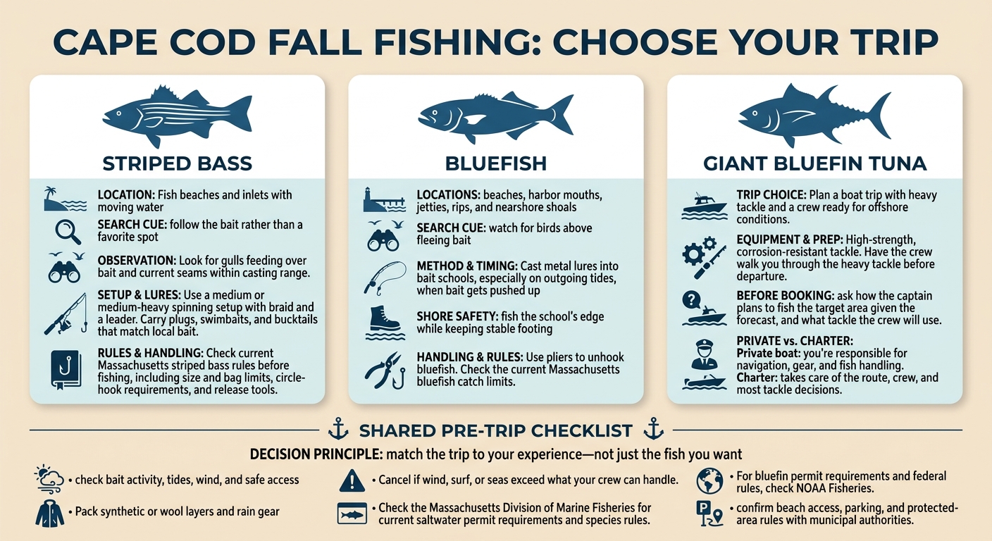 Cape Cod Fall Fishing: Compare 3 Target Species