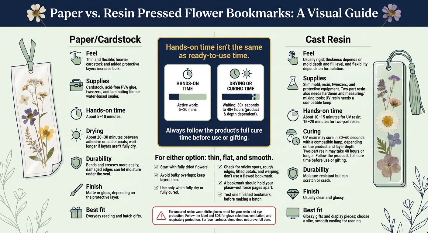 Pressed Flower Bookmarks: Paper vs. Resin