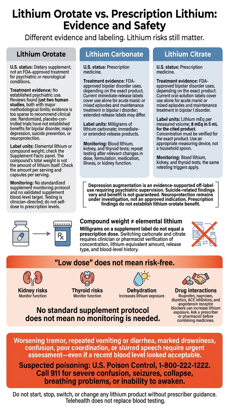 Lithium Orotate vs. Prescription Lithium: Evidence and Safety