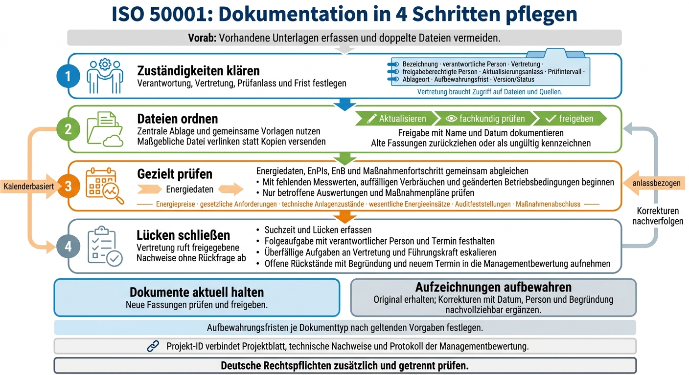 ISO 50001: Dokumentation in 4 Schritten pflegen