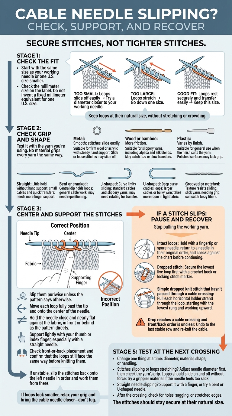 Cable Needle Slipping? Check, Support, and Recover