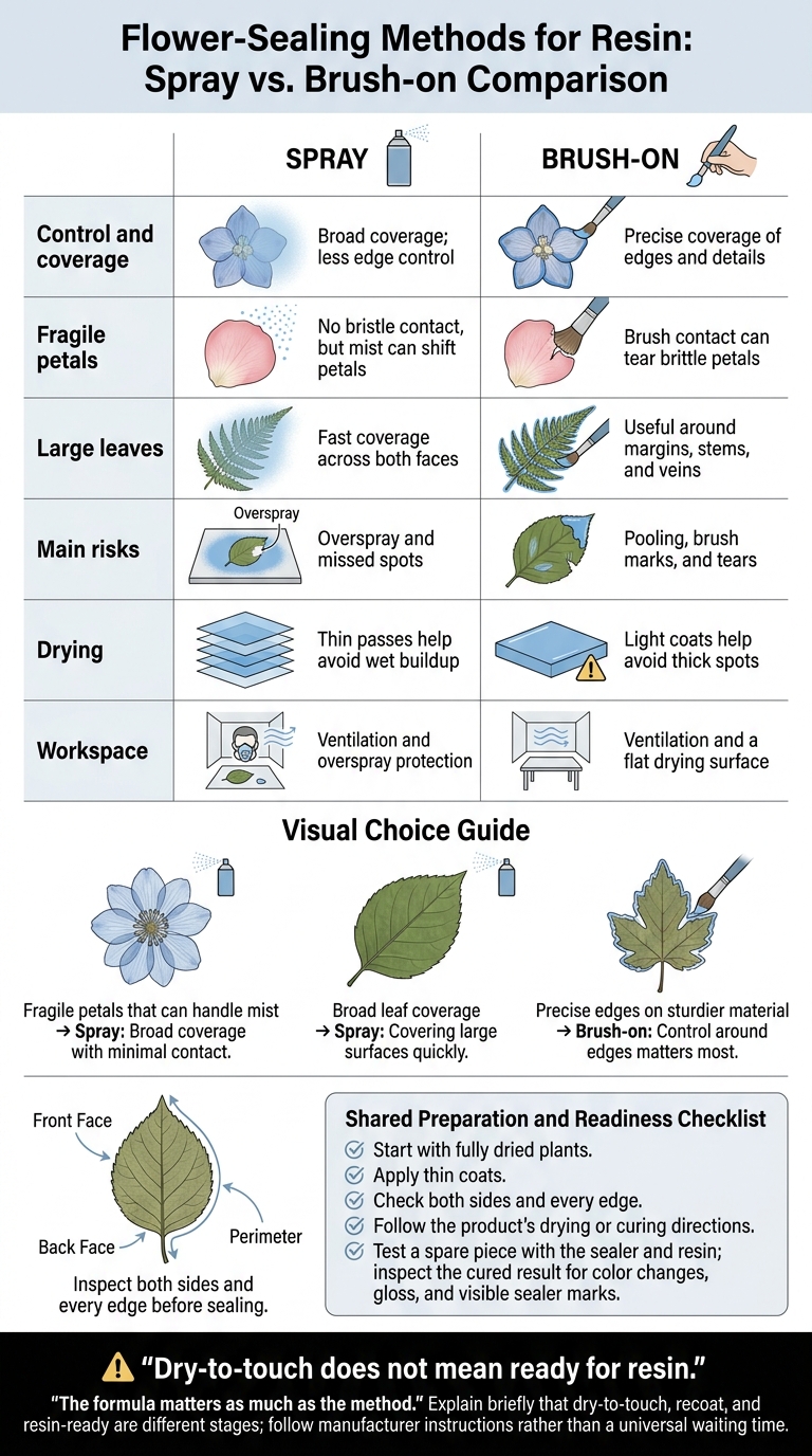 Spray vs. Brush-On Flower Sealers Before Resin