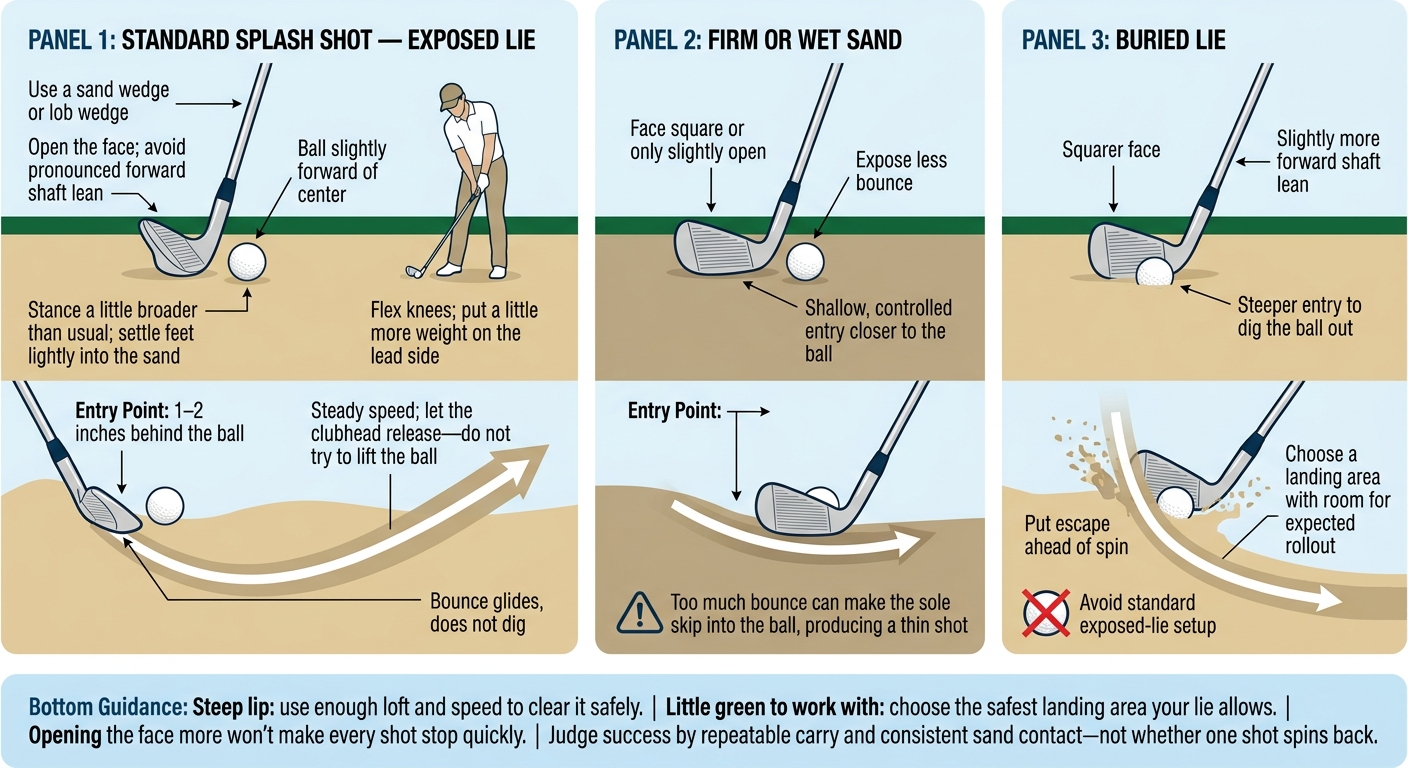 Bunker Shot Setup: Adjust for Sand and Lie