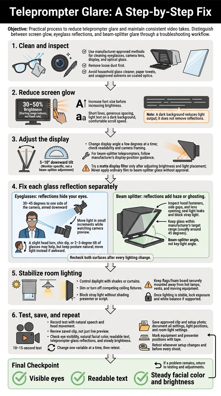 Teleprompter Glare: A Step-by-Step Fix