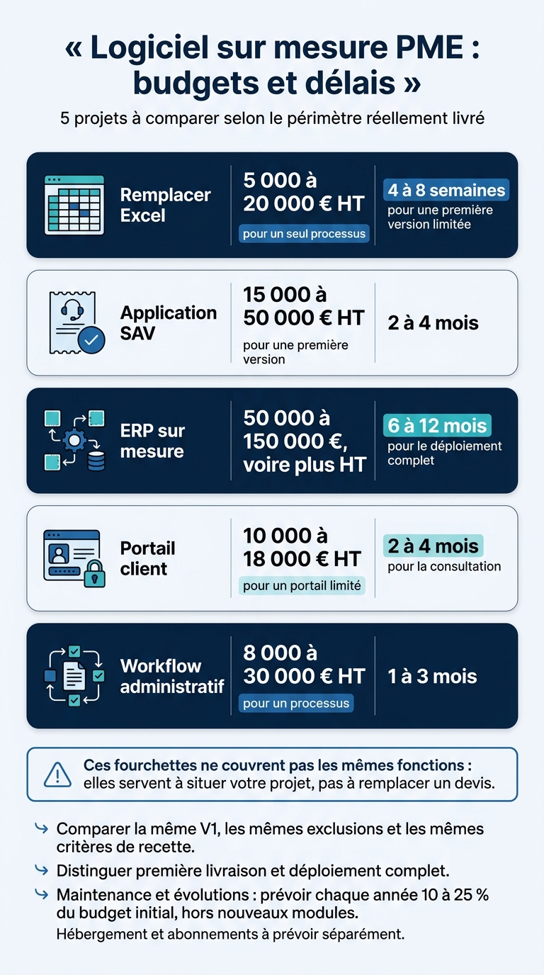 Logiciel sur mesure PME : budgets et délais