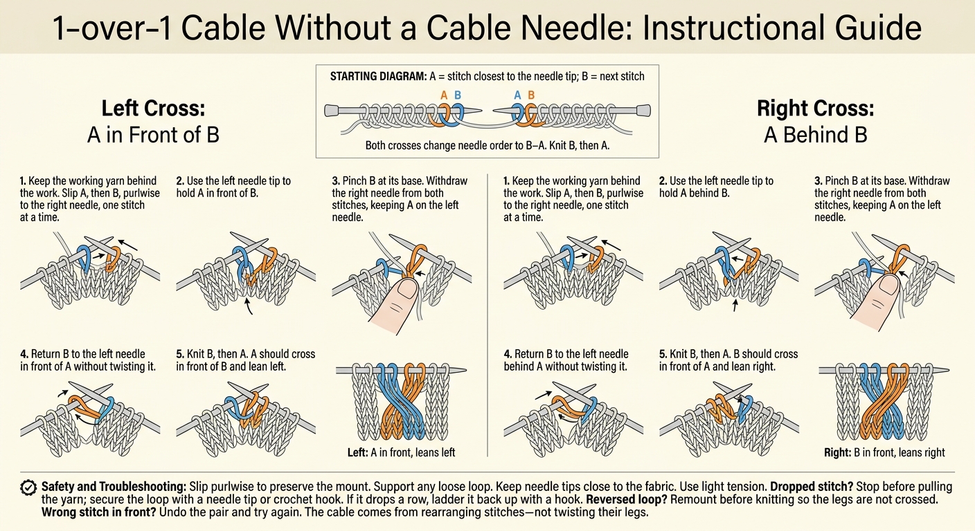 1-Over-1 Cables Without a Cable Needle: Left vs. Right