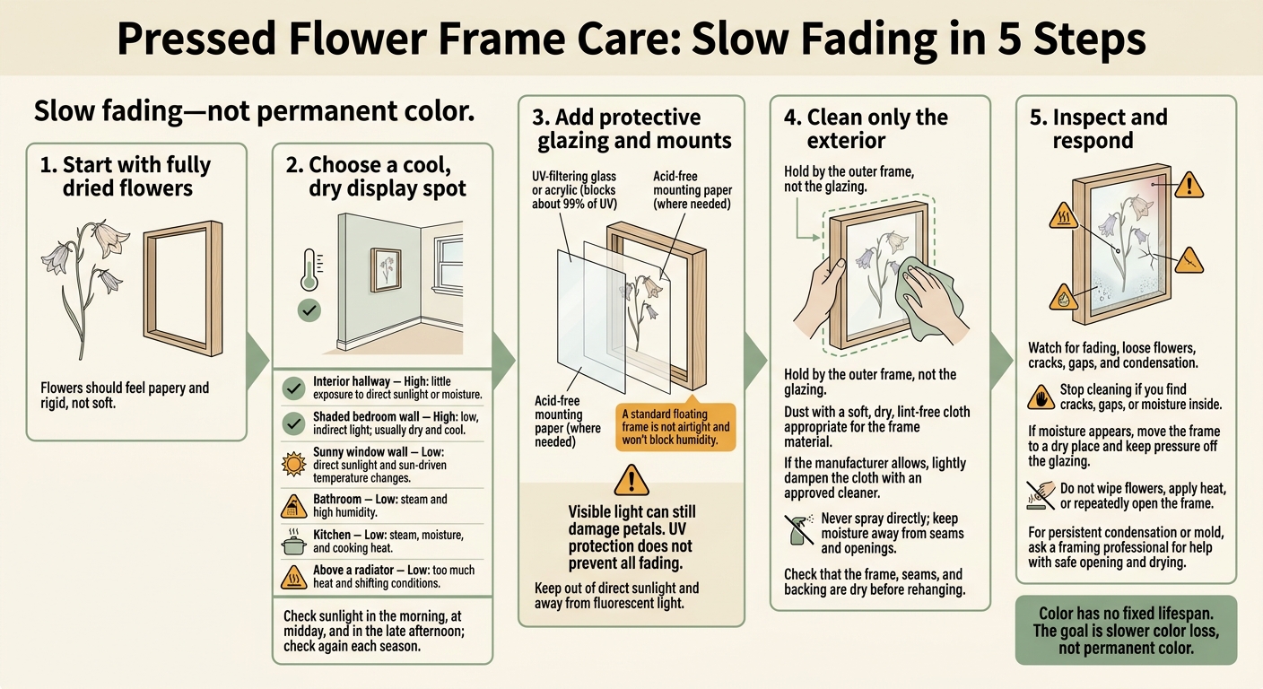 Pressed Flower Frame Care: Slow Fading in 5 Steps