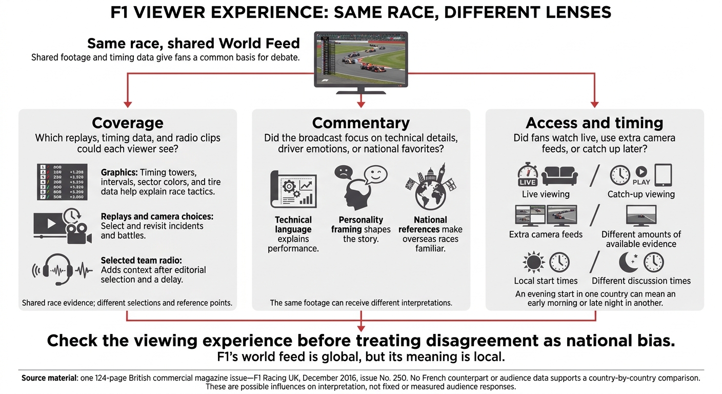 F1 Broadcasts: Same Race, Different Viewing Experiences