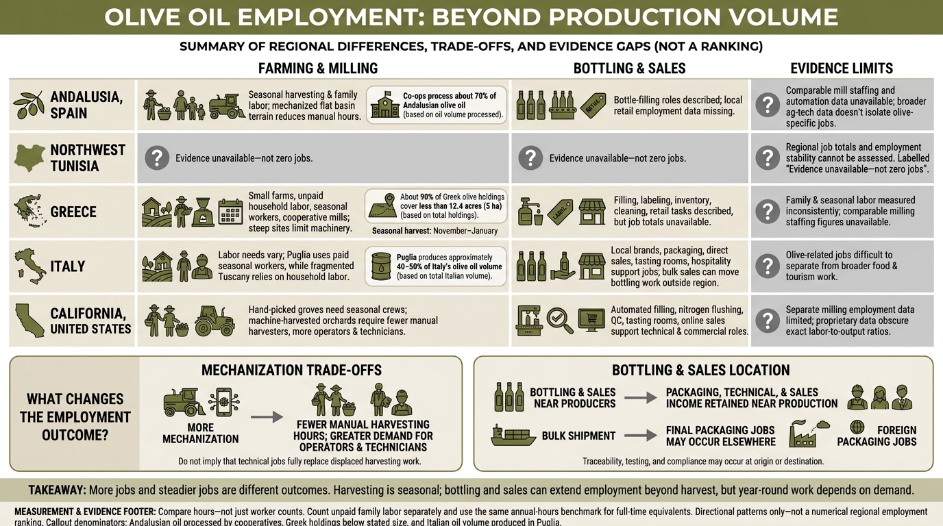 Olive Oil Jobs: Regional Patterns and Employment Trade-Offs