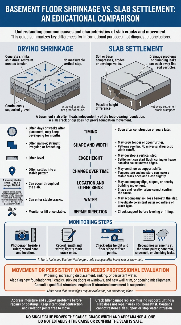 Basement Floor Cracks: Shrinkage Vs. Slab Settlement 1 Basement Floor Cracks: Shrinkage Vs. Settlement