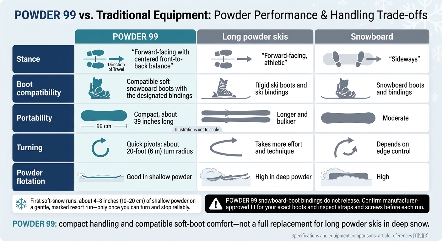 POWDER 99 vs. Long Powder Skis vs. Snowboard