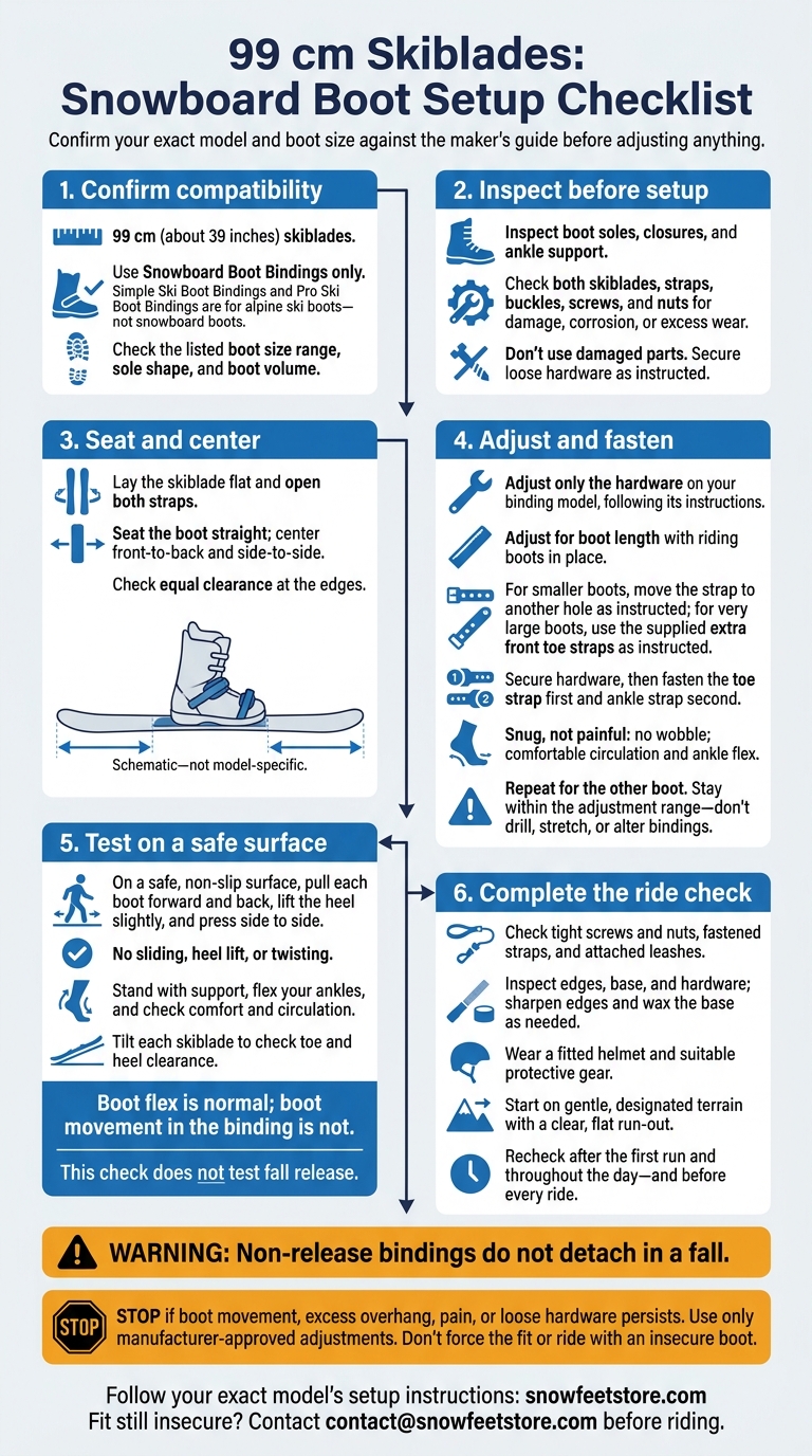 99 cm Skiblades: Snowboard Boot Setup Checklist