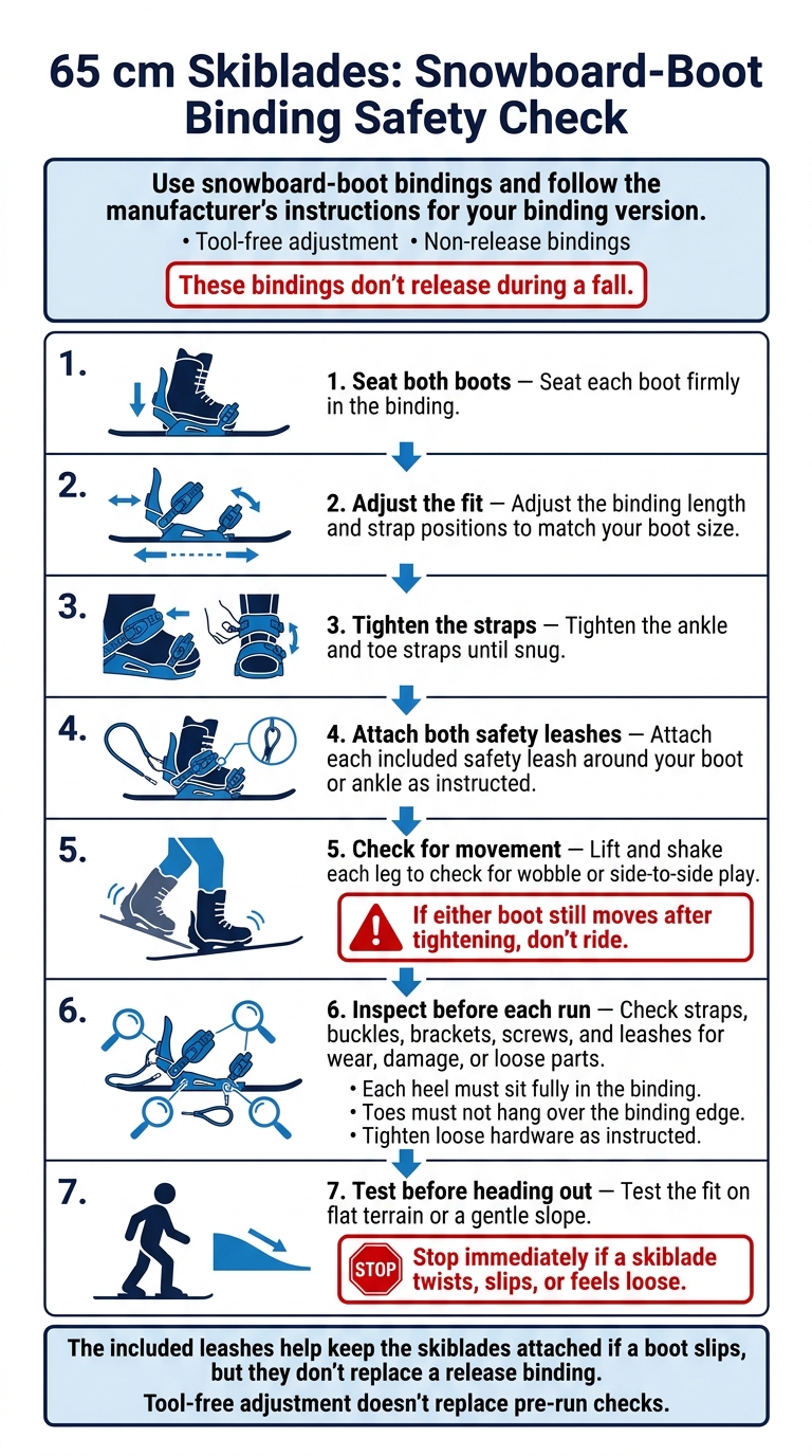 65 cm Skiblades: Snowboard-Boot Binding Safety Check
