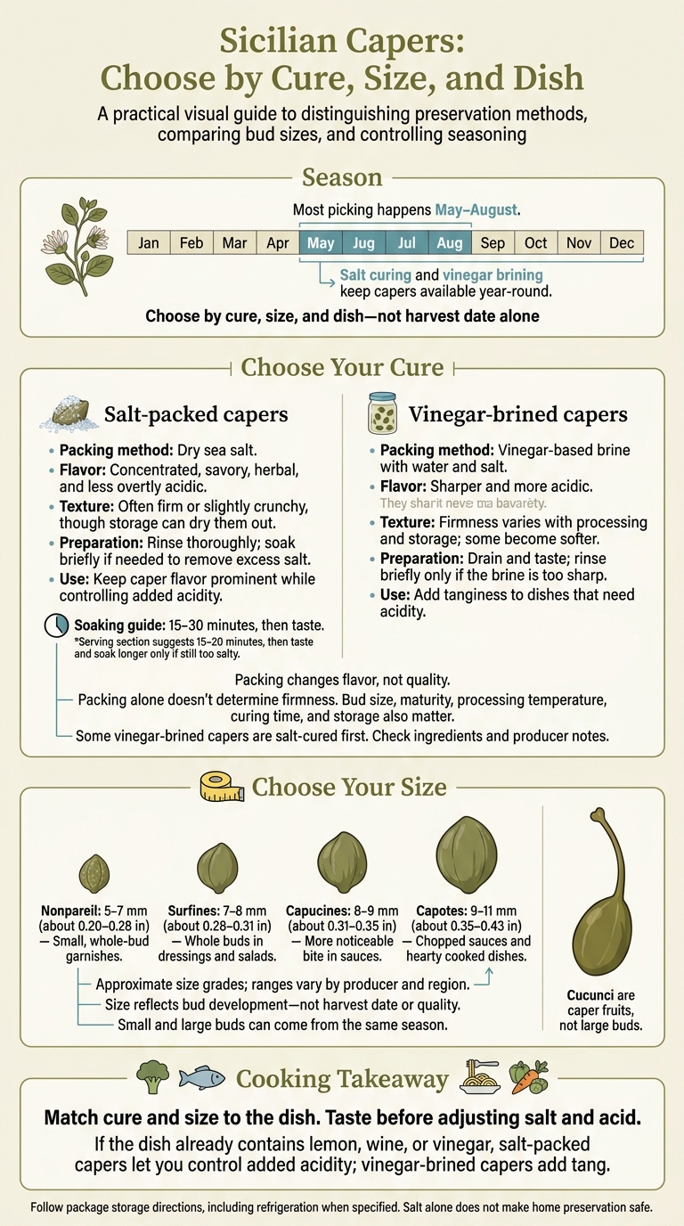 Sicilian Capers: Choose by Cure, Size, and Dish
