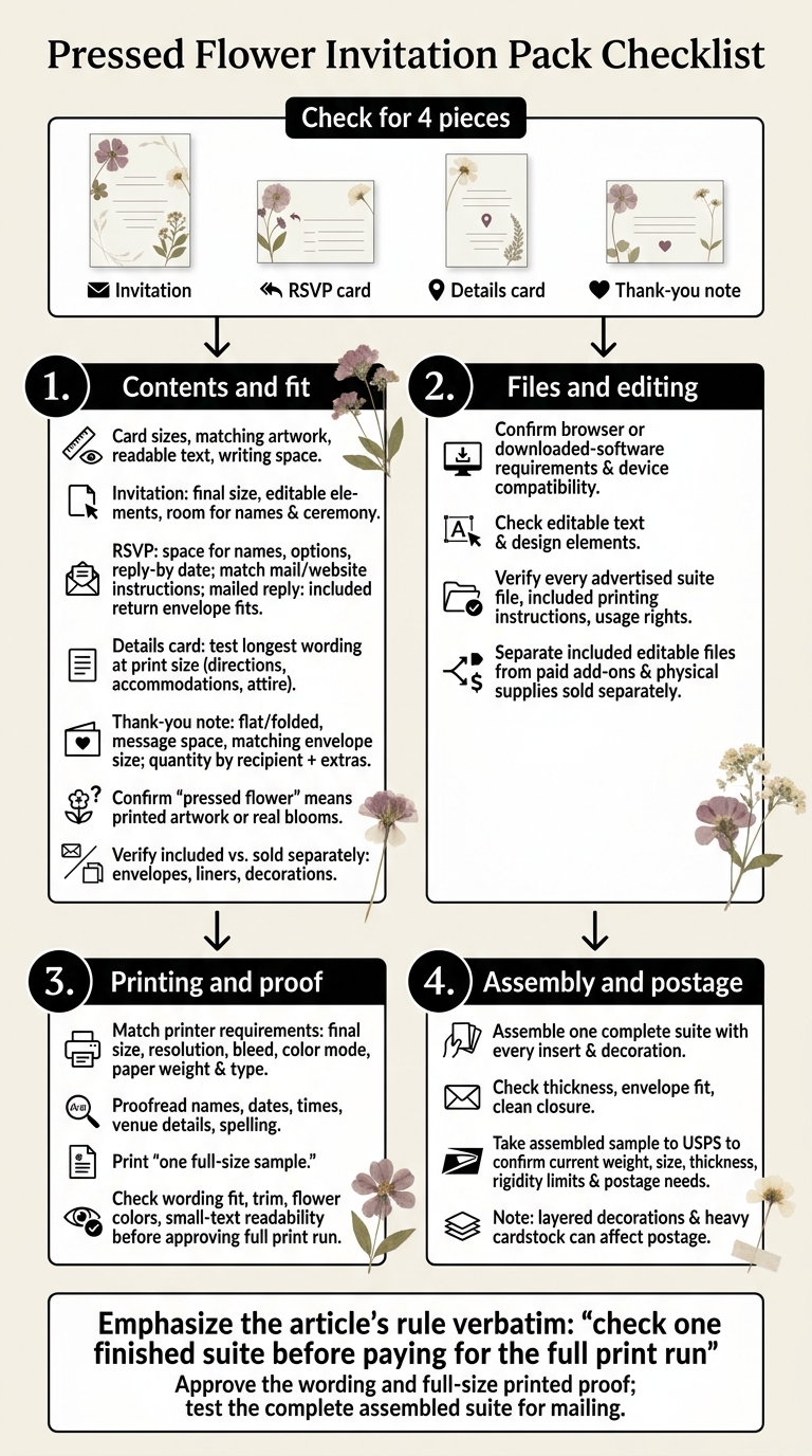 Pressed Flower Invitation Pack Checklist