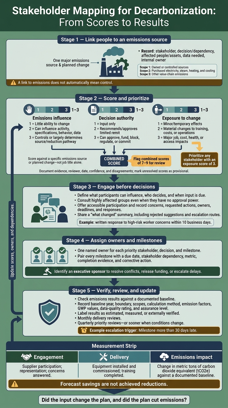 Stakeholder Mapping for Decarbonization: From Scores to Results