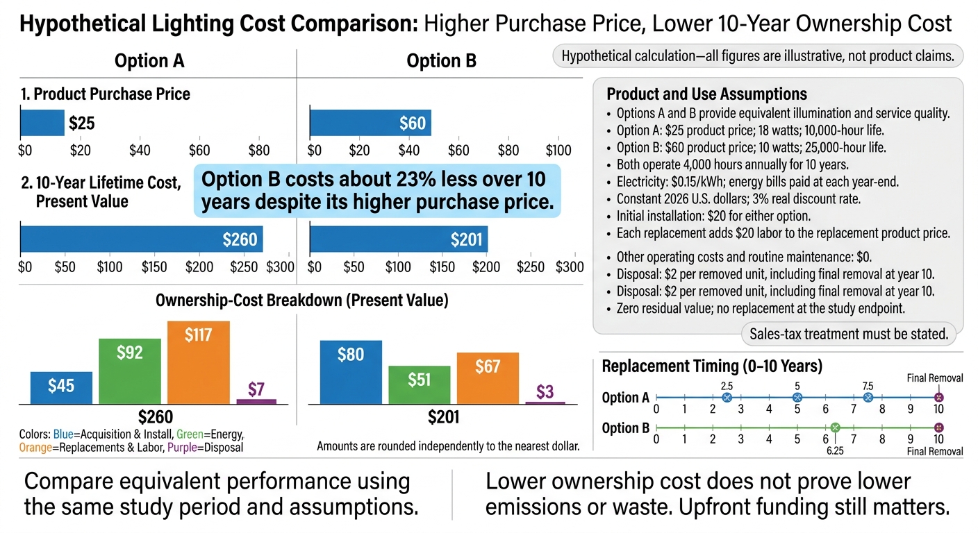 Lighting Lifetime Costs: $25 vs. $60 Purchase Price