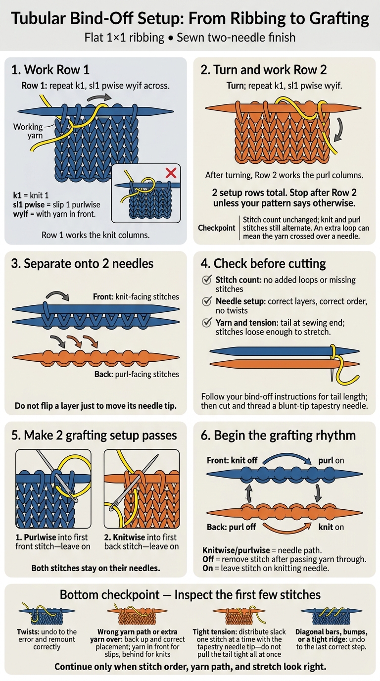 Tubular Bind-Off Setup: From Ribbing to Grafting