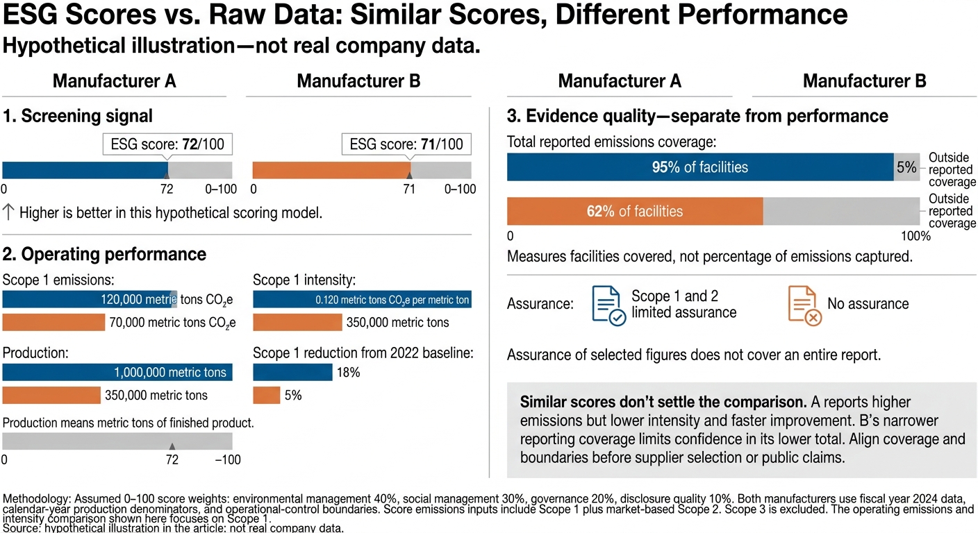 ESG Scores vs. Raw Data: Similar Scores, Different Performance
