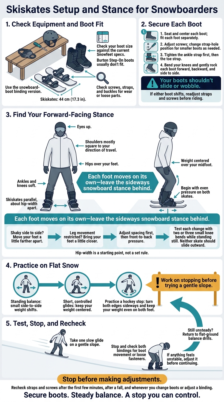 Skiskate Setup and Stance for Snowboarders