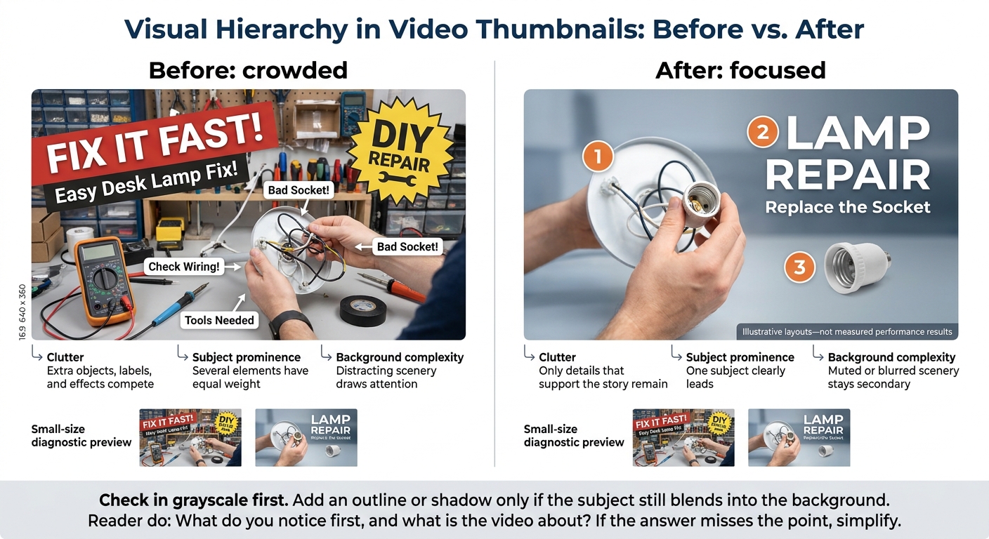 Thumbnail Visual Hierarchy: Crowded vs. Focused