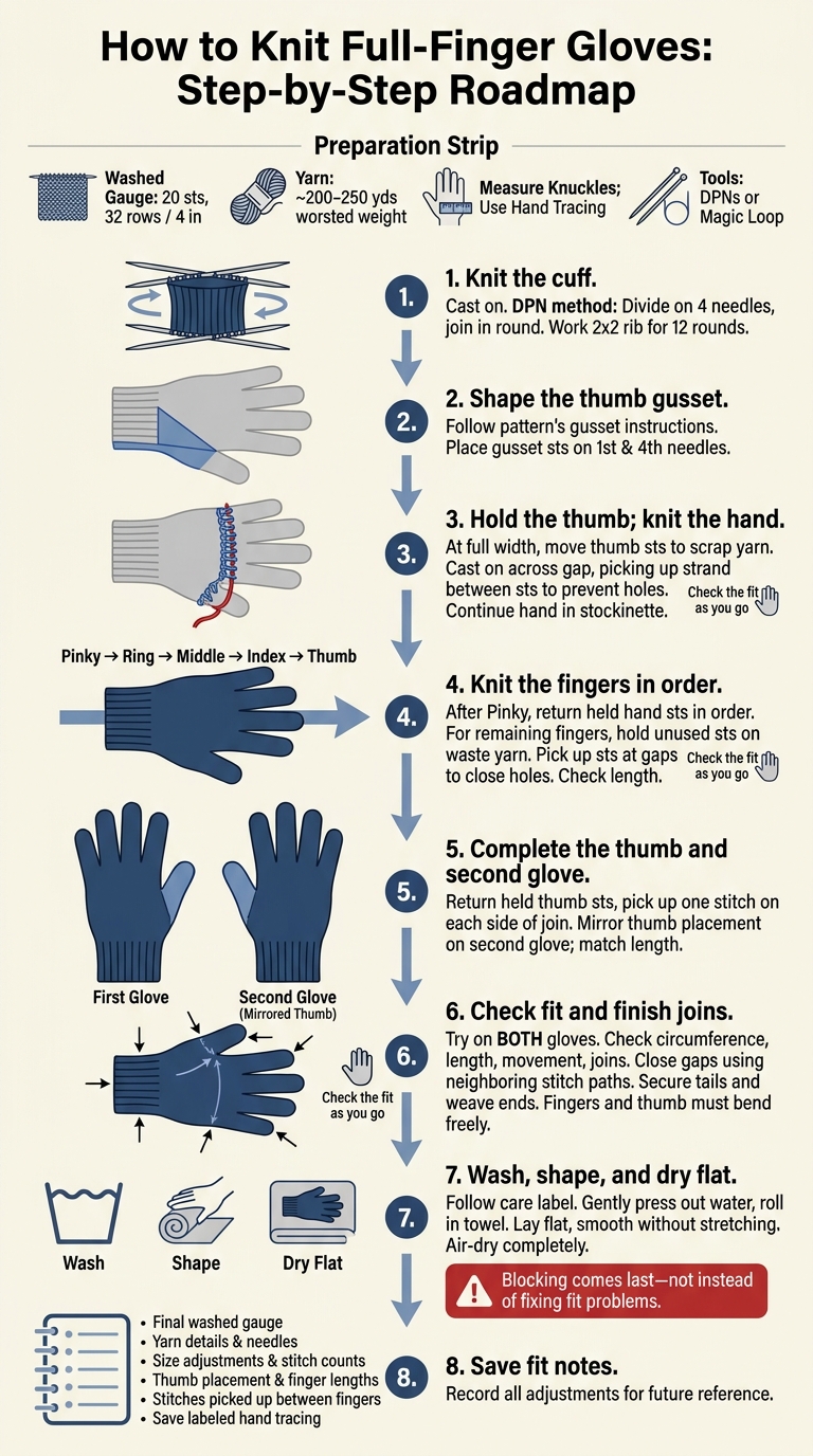 How to Knit Full-Finger Gloves: Step-by-Step Roadmap