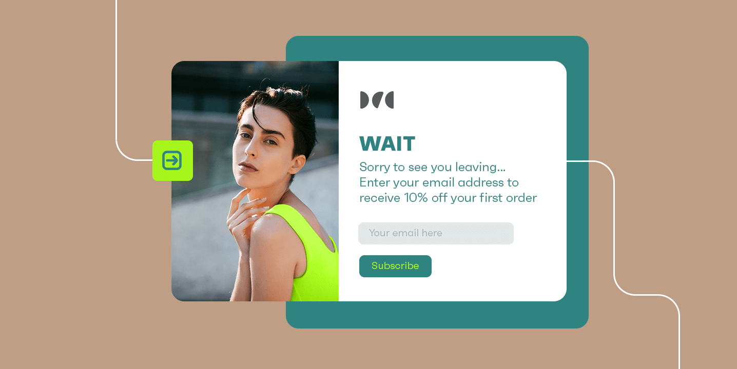 Exit popup design offering 10% discount