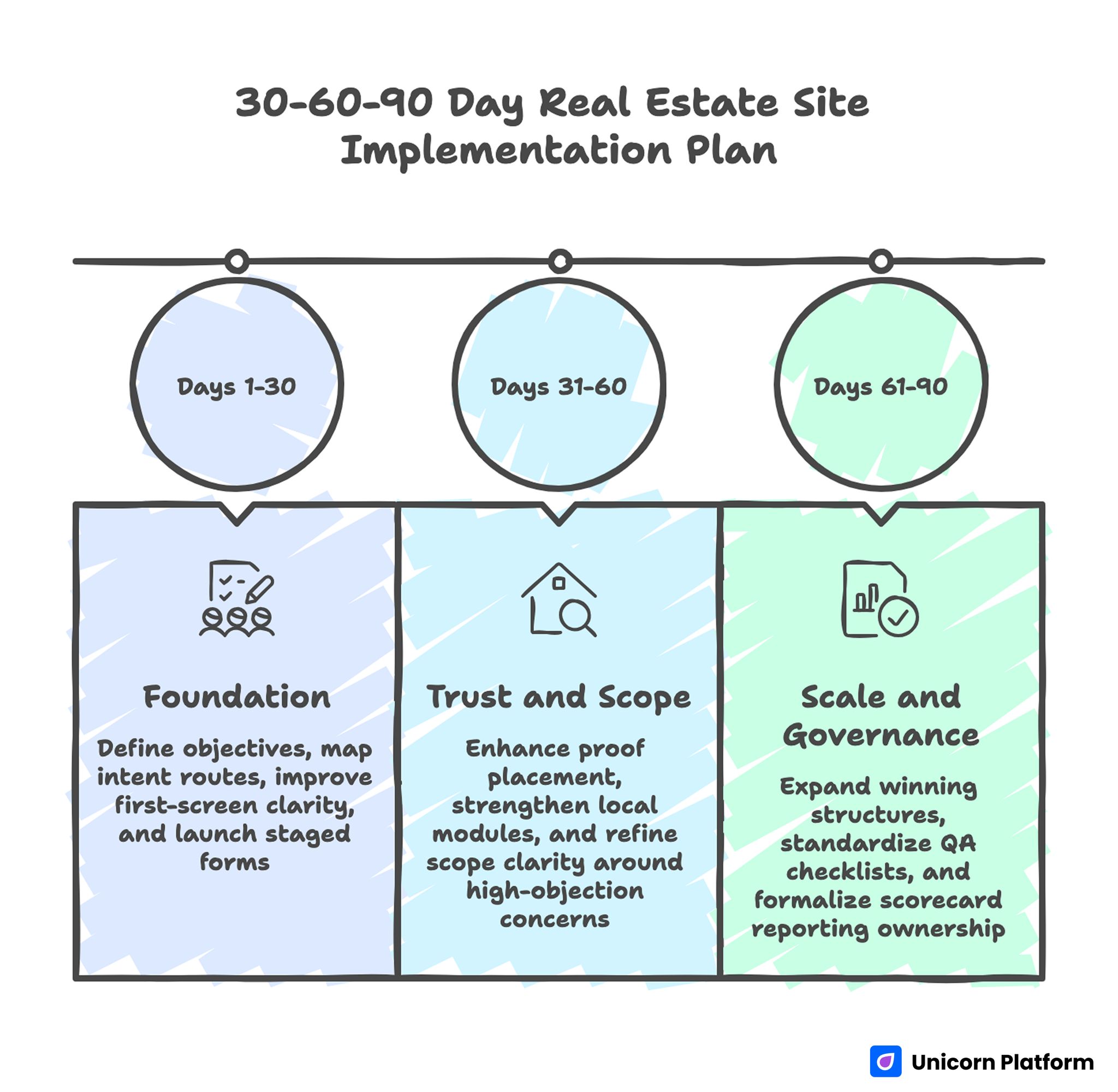 30-60-90 Day Real Estate Site Implementation Plan