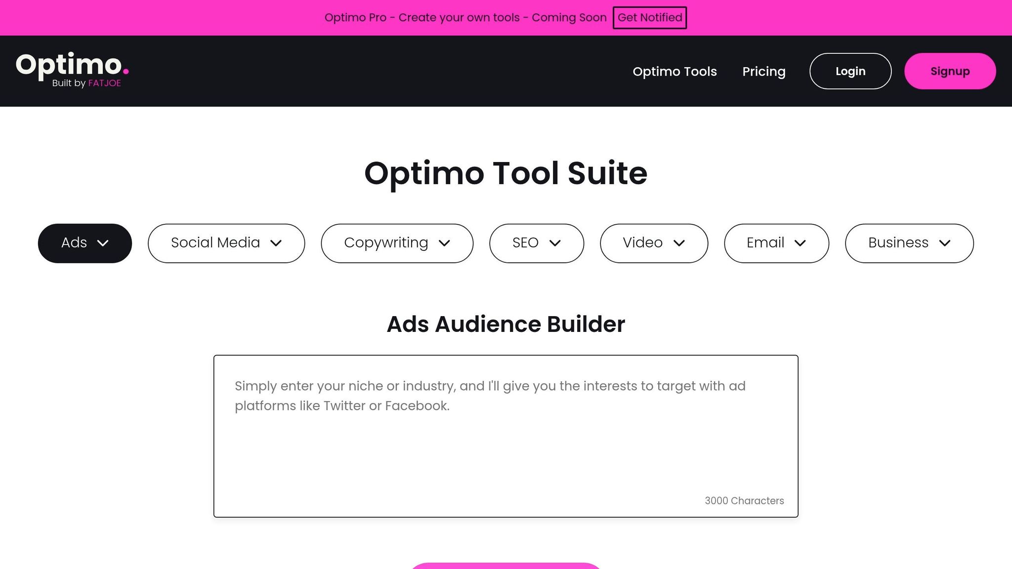 Optimo Audience Builder