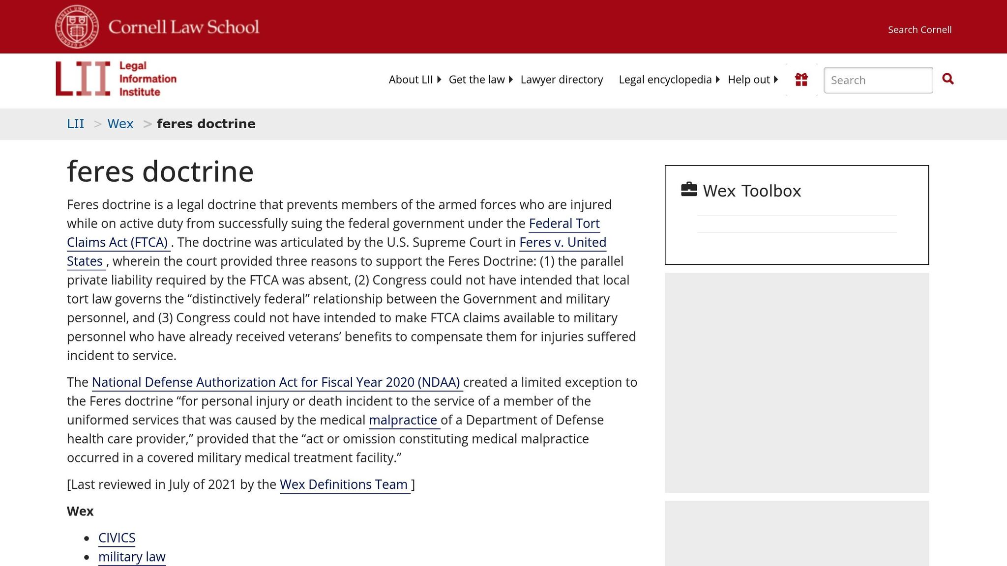 Feres Doctrine