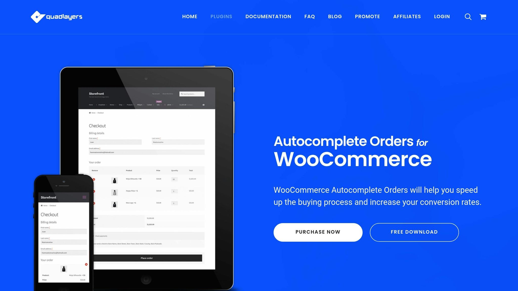 QuadLayers Auto Complete Orders