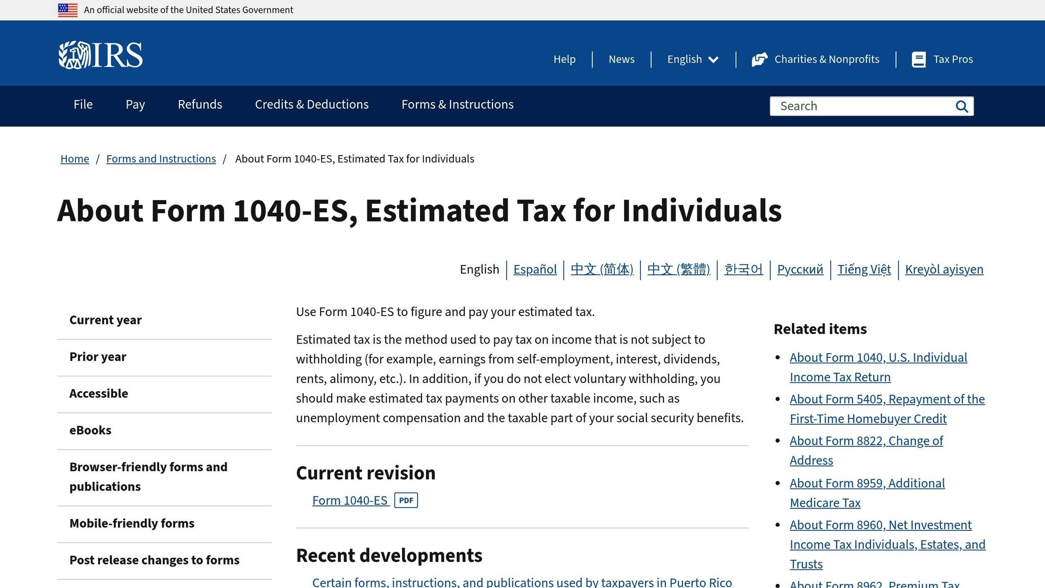 Form 1040-ES