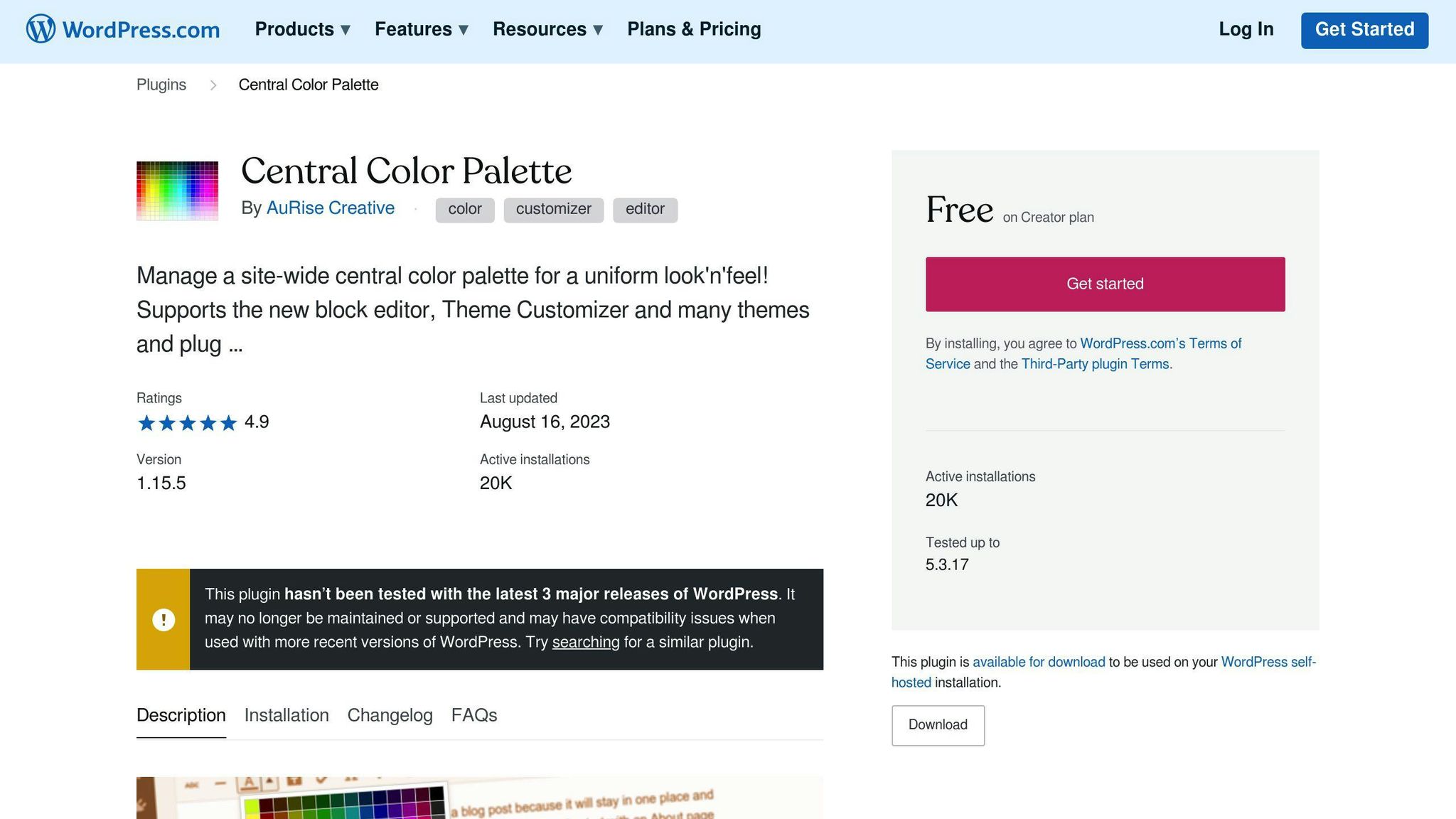 Central Color Palette