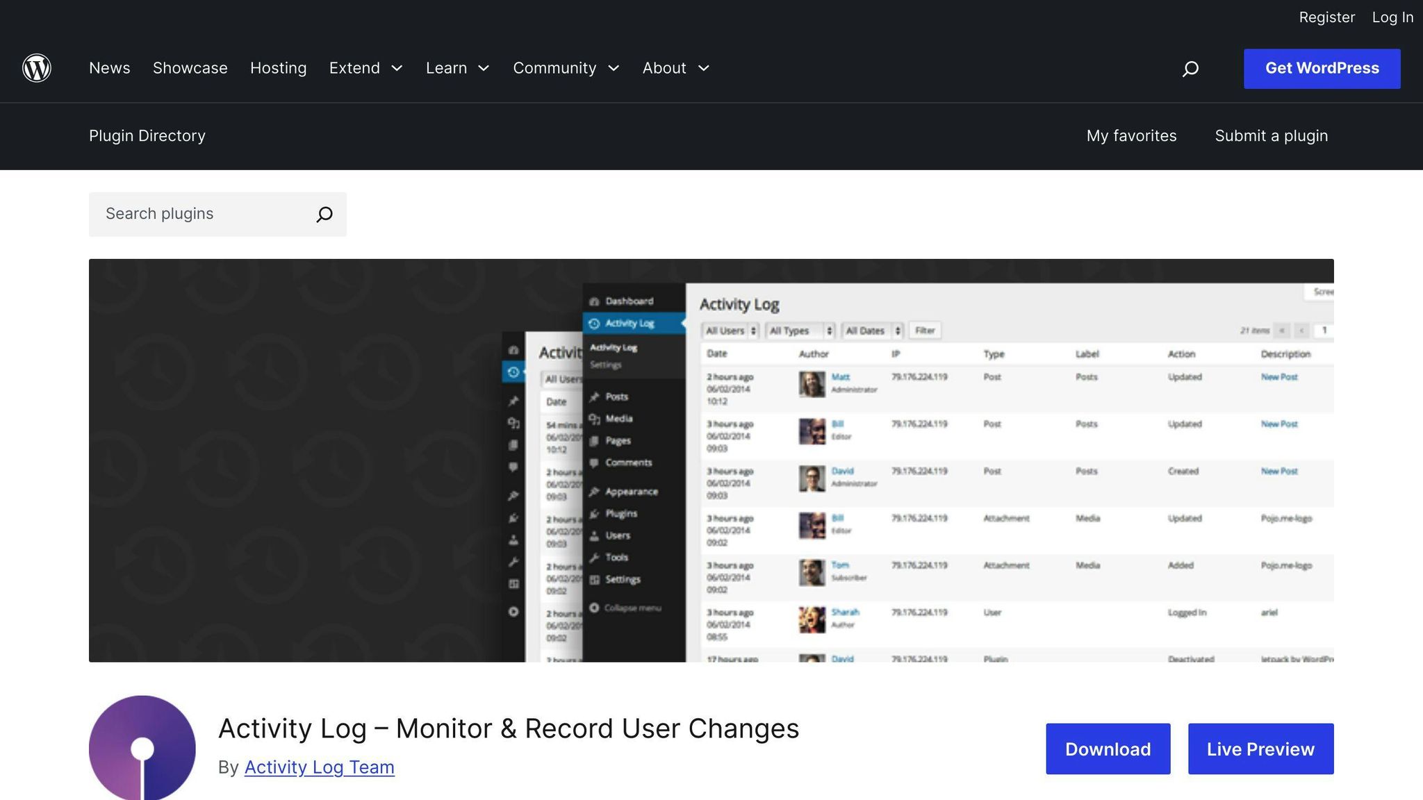 Activity Log