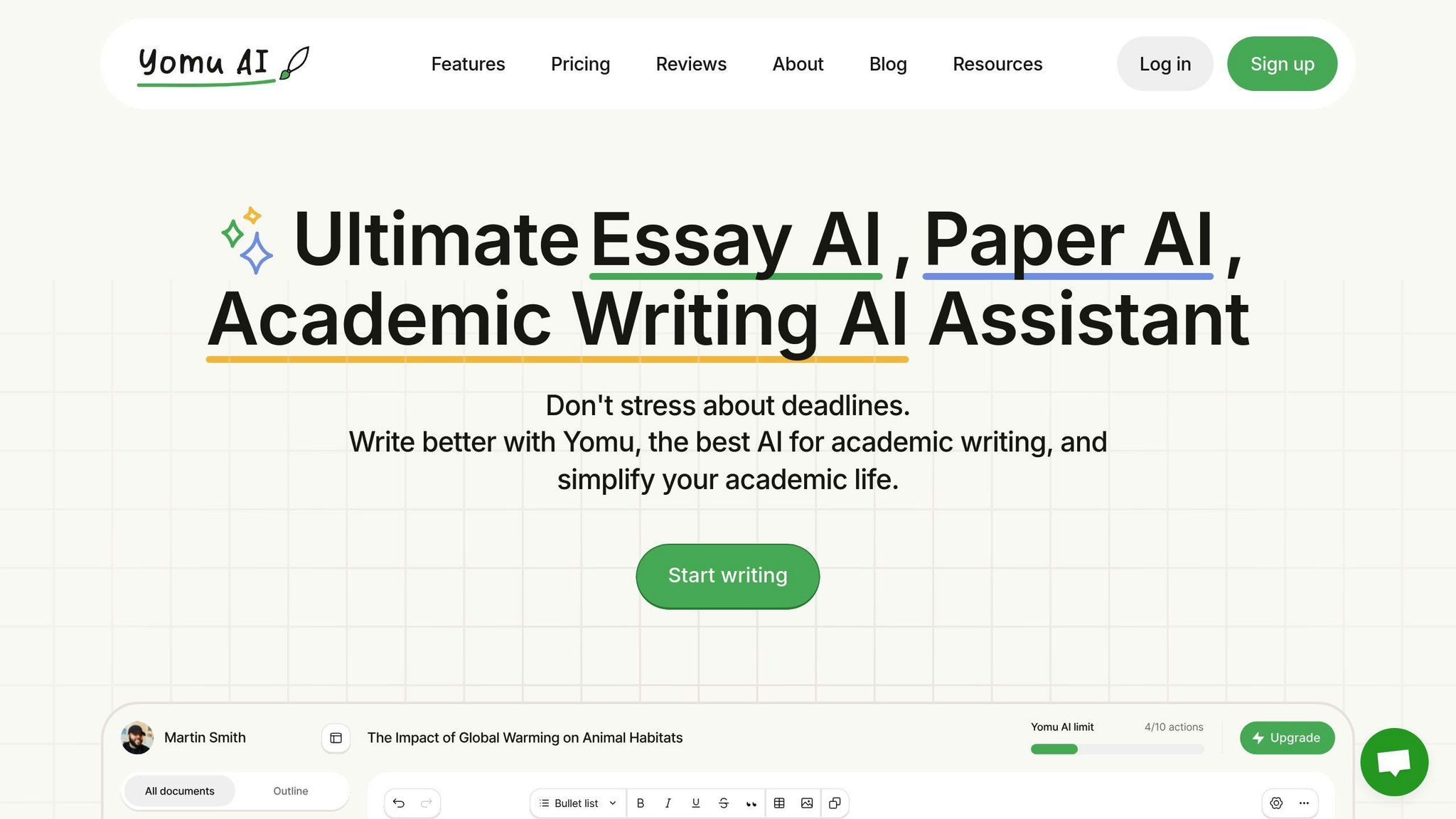 Yomu AI's Academic Writing Assistant