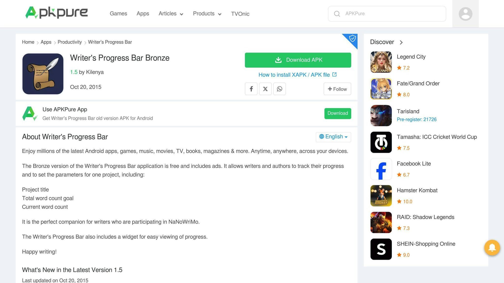 Writer's Progress Bar